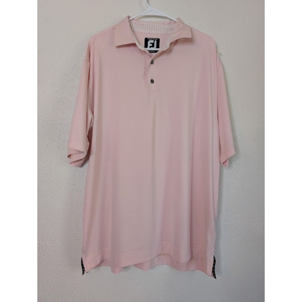 FJ Foot Joy Shirt Mens Large Polo Pink Short Sleeve‎ Wicking ProDry Golf